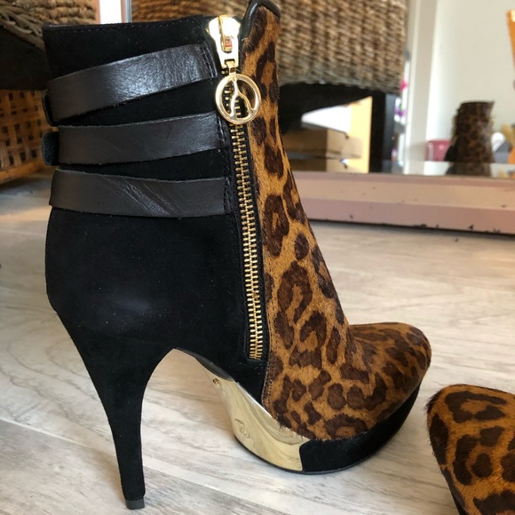 Wishbone Leopard Pony/Kid Suede Booties - Picture 6 of 8